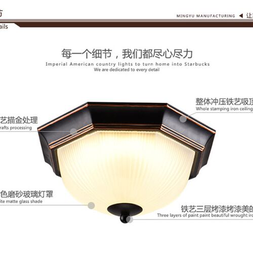 美式乡村铁艺g吸顶灯门厅灯入户过道走廊简约室外八角阳台吸顶灯