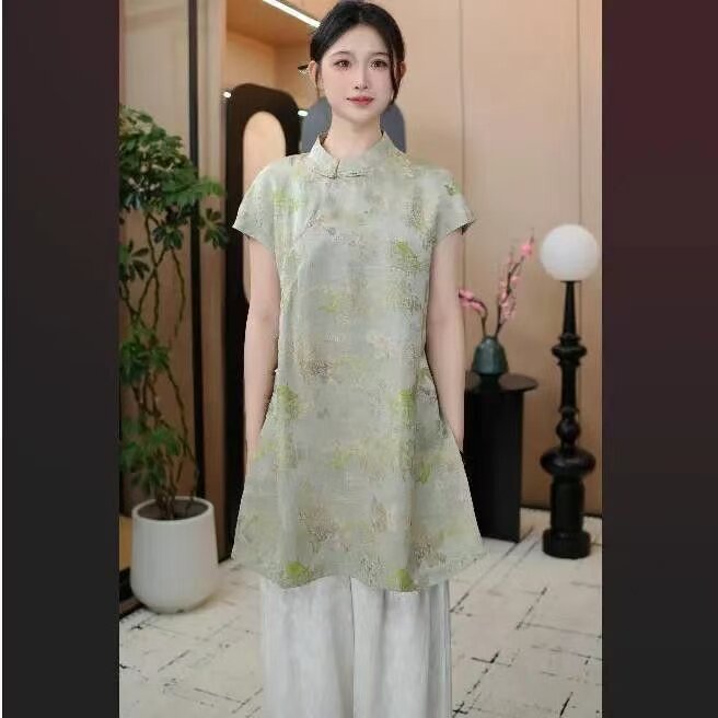 新中式国风睡裙女夏2025新款夏季改良旗袍唐装中裙家居服可外穿