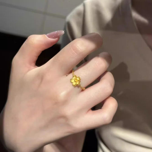 S925纯银小金花戒指女