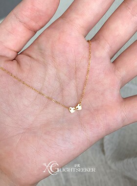 S925纯银金色迷你爱心项链女