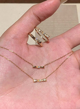 S925纯银闪钻蝴蝶结项链女配饰