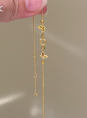 S925纯银金色碎冰冰蝴蝶手链女