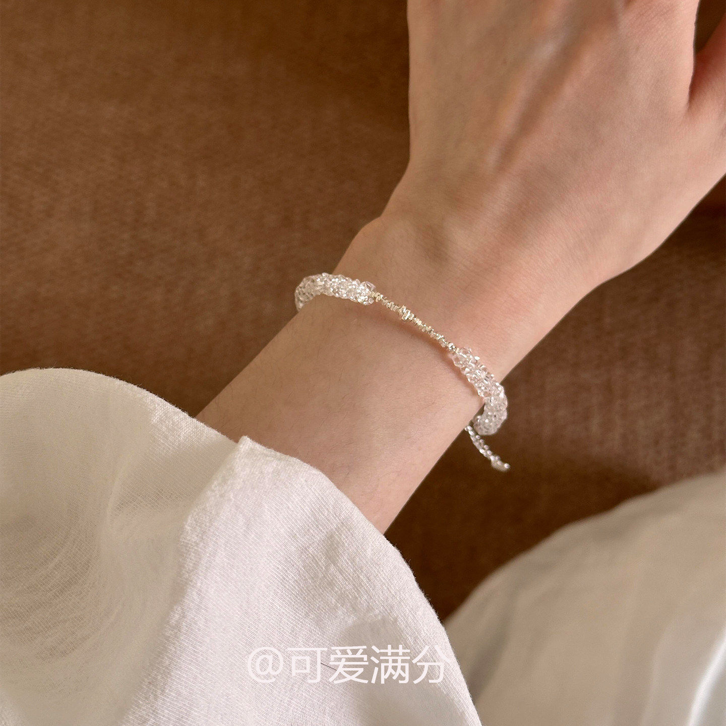 S925纯银冰透白水晶串珠手链女2026年新款精致轻奢高级感百搭手饰