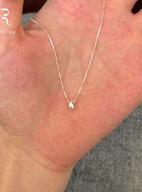S925纯银色小银豆吊坠项链女