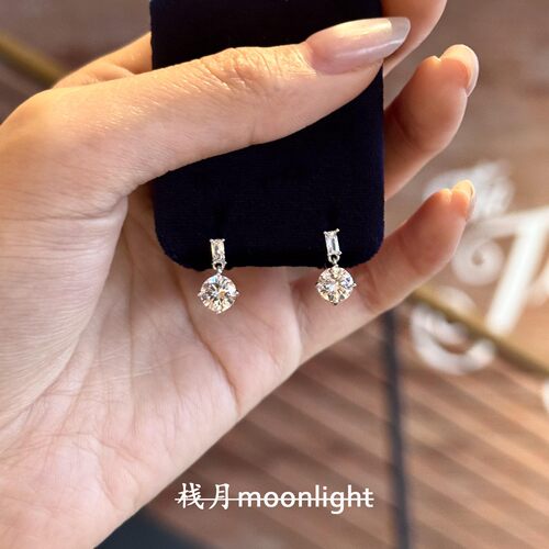S925纯银超闪锆石耳钉女