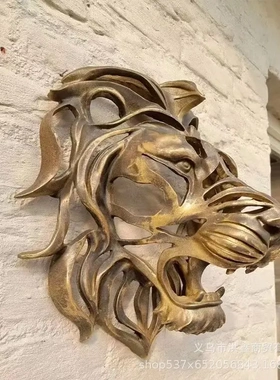 独立站摆件头挂件艺术雕树脂工艺品会所墙面装饰壁挂物