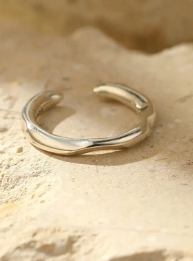 s925银极简素圈小众戒指女冷淡风不规则开口指环指戒百搭潮