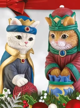 新品猫咪树脂工艺品动物摆件万圣诞节礼物家居装饰品桌面摆件