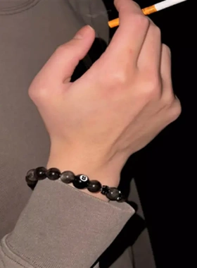 热销台球手串黑八情侣铜合金珐琅手链zevill银曜黑8手串