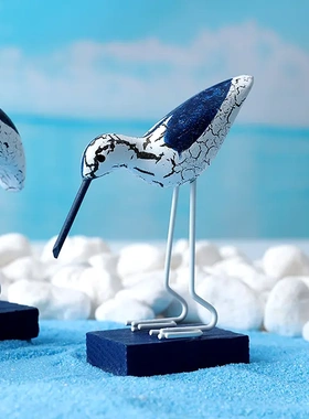 地中海木质创意裂纹海鸟装饰品拍摄道具家居玄关客厅酒柜桌面摆件