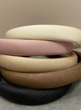 韩国刘亦菲同款黑色细边发箍光泽感复古洗脸发卡高级感细款头箍