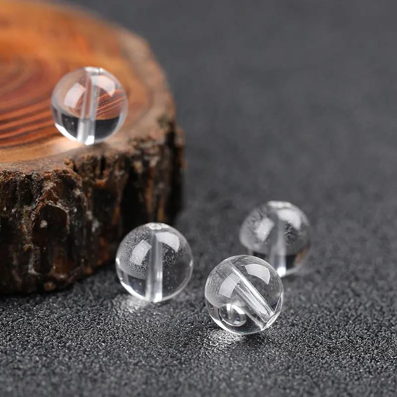 单颗天然白水晶散珠半成品男女士手链项链串毛衣链隔珠