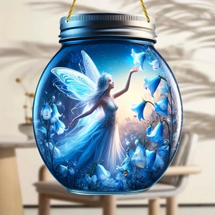 仙女和风信子花亚克力墙面挂饰艺术梅森罐牌匾家居装饰花园