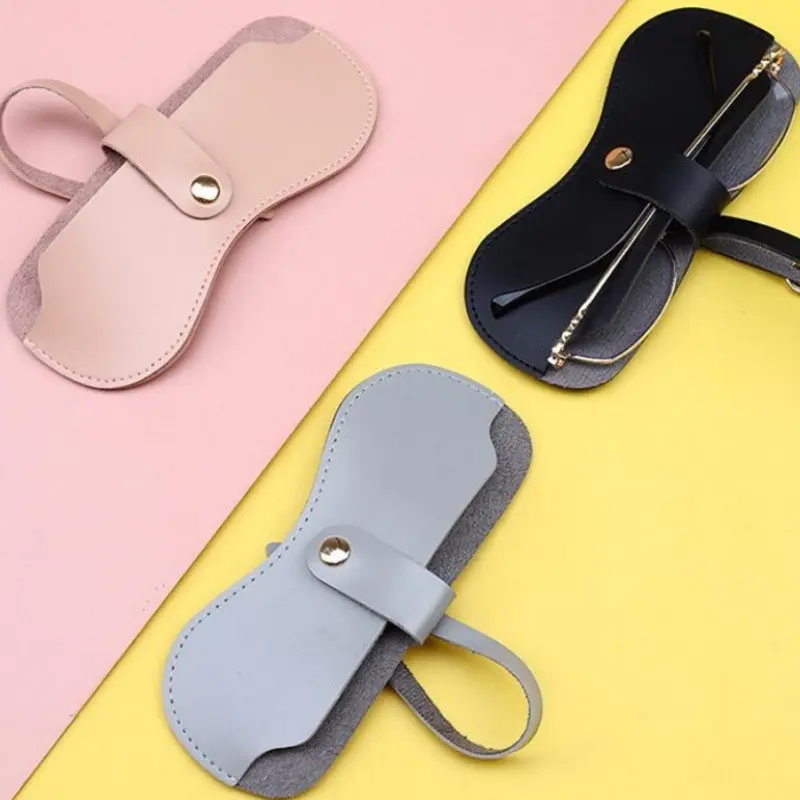 ins简约皮革眼镜盒时尚pu皮质眼镜夹太阳镜收纳保护套墨镜包挂件