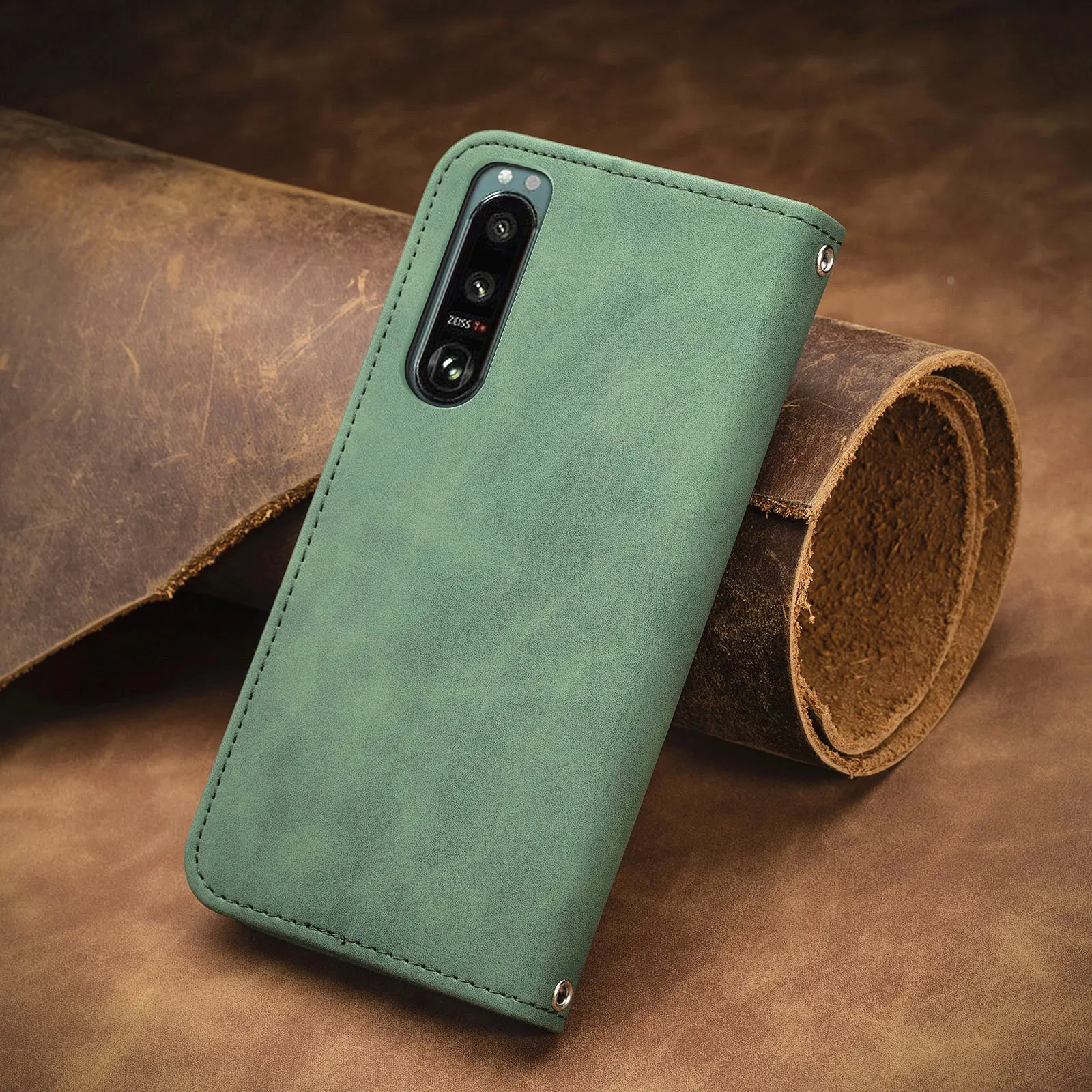 适用Xperia 5V/10 VI 纯色翻盖商务套ACE3手机皮套