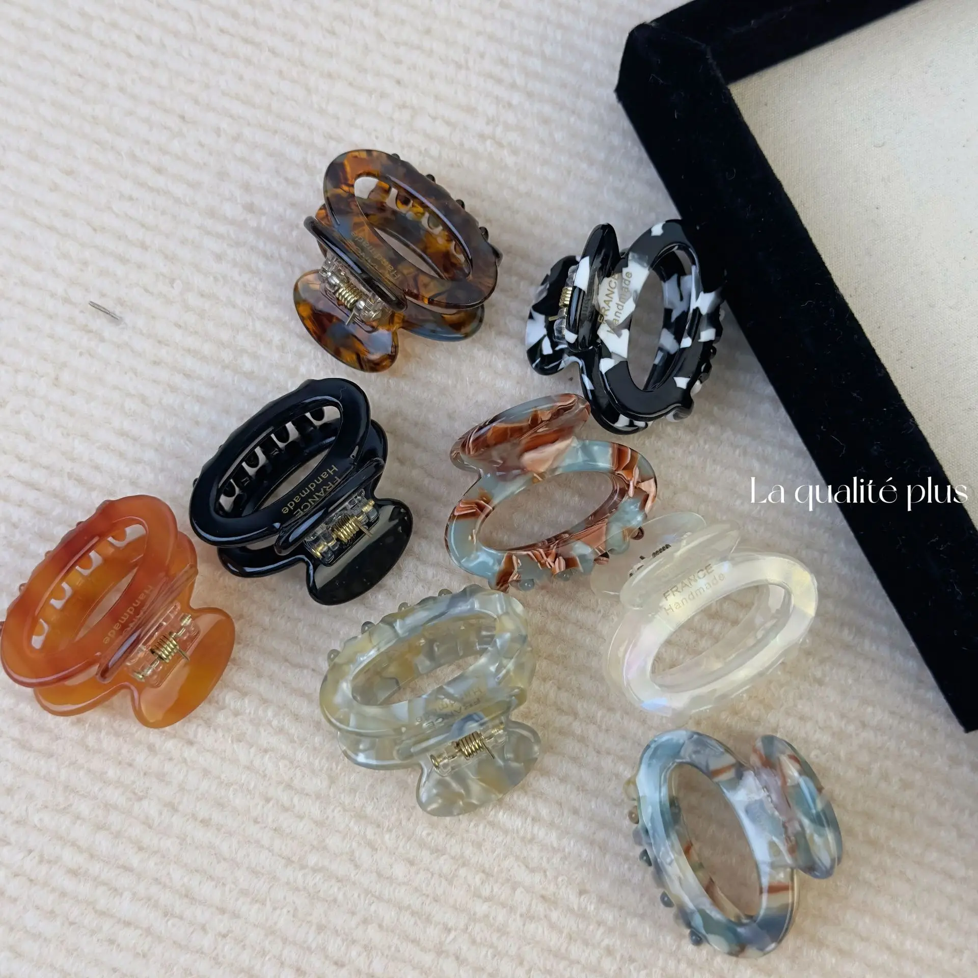 韩版醋酸花色椭圆小号发抓后脑勺半发夹法式复古侧边夹