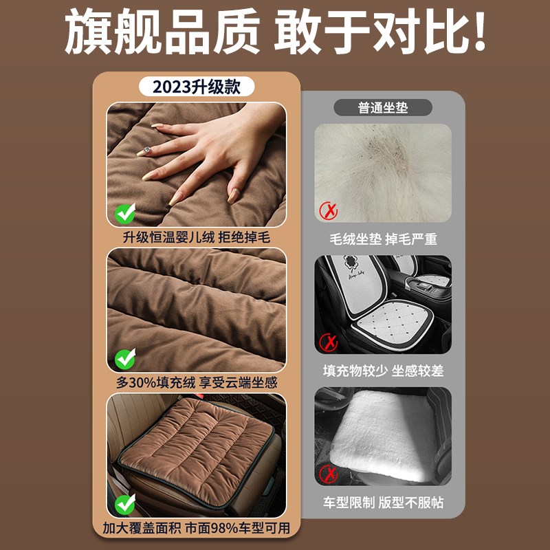 汽车坐垫婴儿绒短方垫单片座垫座套座椅套通风后排按摩加热开车