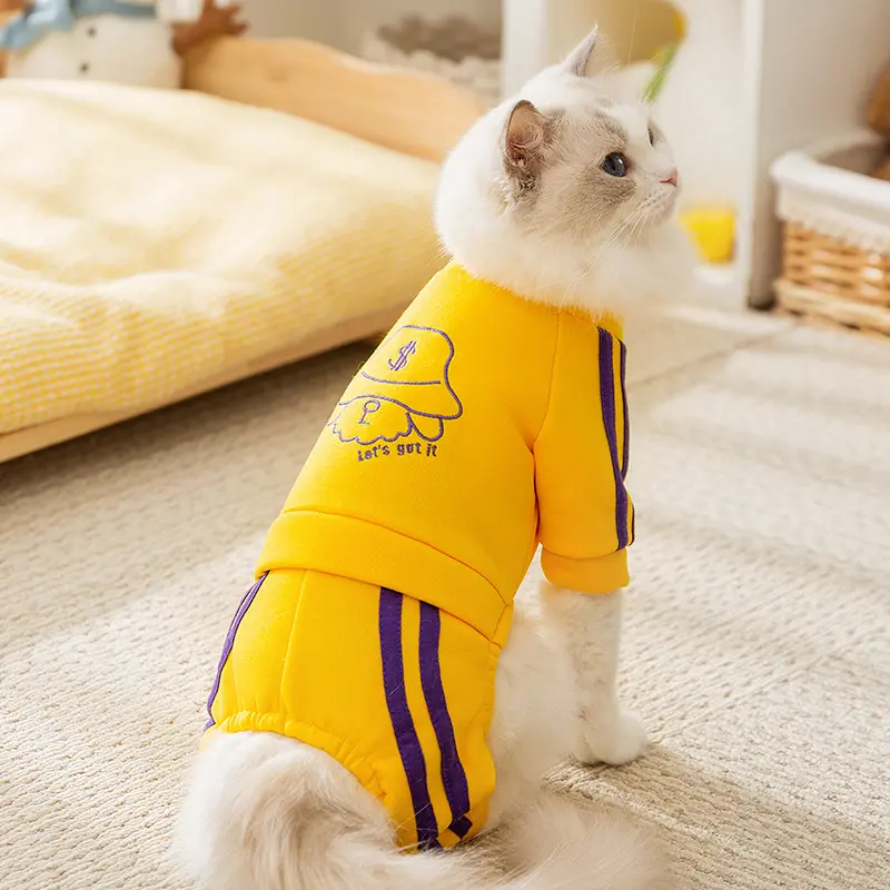 秋冬季猫咪四脚韩版休闲外出运动卫衣毛猫保暖中小型犬宠物猫衣