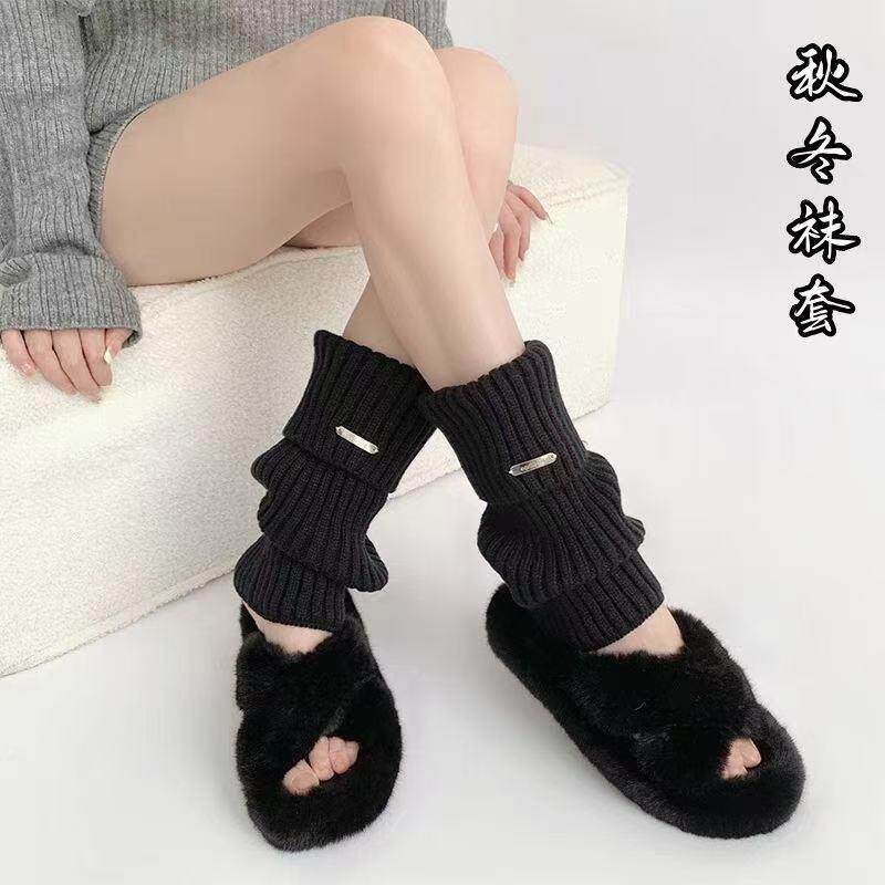 加厚少金IRQ属标保套暖针织秋冬季日系袜套女百搭堆堆袜袜鞋套小