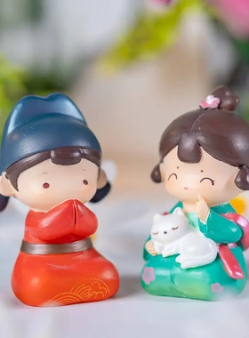 青梅竹马古风摆件花玲太太潮玩汉服女孩景区热卖创意结婚礼物