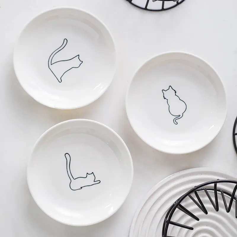 宠物陶瓷碗猫碗高脚陶瓷猫粮碗盘防颈椎病防翻