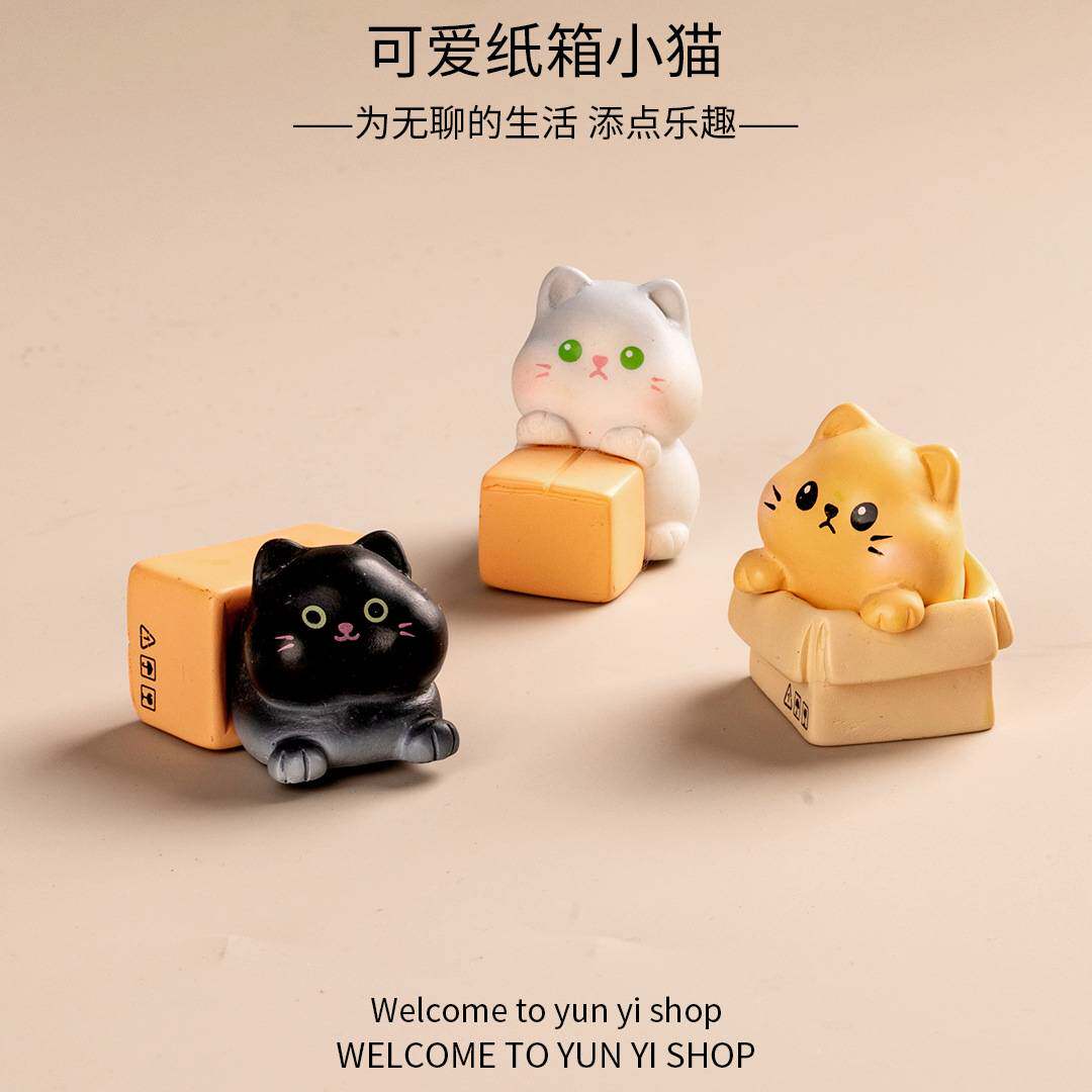 微景观摆件装饰树脂工艺品桌面小摆件卡通公仔车载纸箱小猫咪摆件