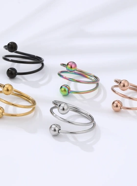 新款圆珠不锈钢磁石戒指磁性开口指环健康时尚饰品配饰