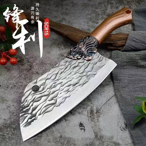 龙泉锻打不锈钢切菜刀斩切两用刀