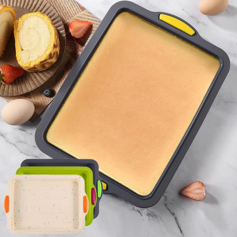 食品级布朗尼烤盘蛋糕模具 方形硅胶烘焙模家用diy蛋糕卷模面包盘