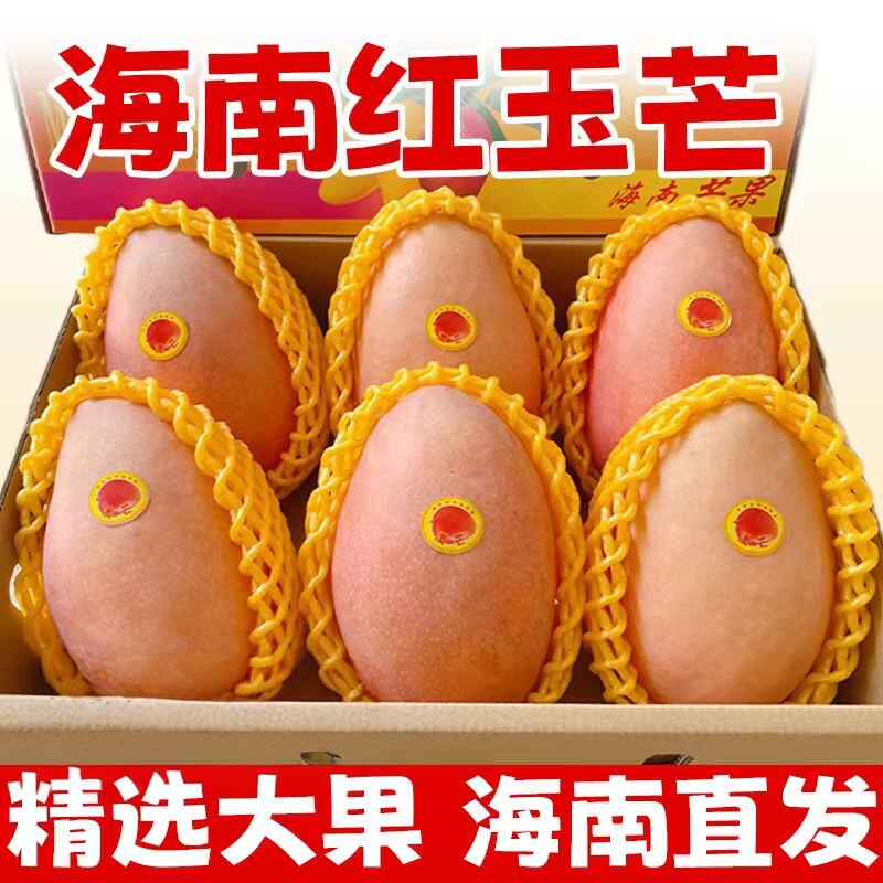 海南特产红玉芒三亚红色芒果当季新鲜水果特大果爱文整箱包邮
