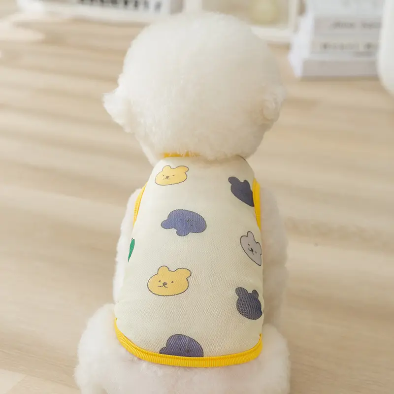 春夏季狗狗卡通可爱彩色小动物网眼背心中小型犬泰迪猫咪宠物衣服