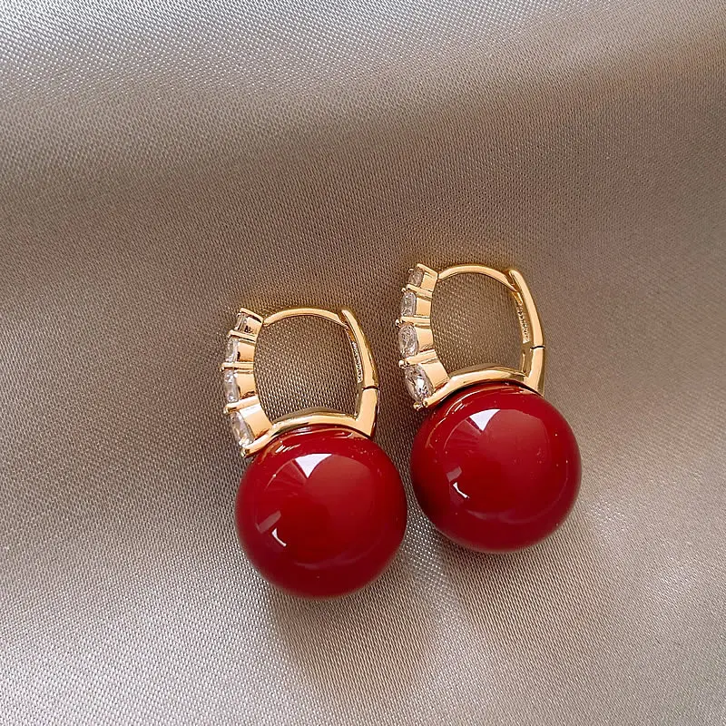 真金电镀珍珠锆石耳扣小众复古百搭耳环法式轻奢高级感耳饰女