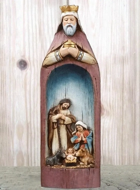 树脂工艺三位智者国王场景披风书架风格家居花园林书房摆件