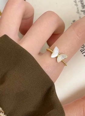 法式超仙滴油贝母开口戒指小众设计感独特指环高级感轻奢手饰