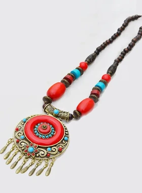 欧美复古民族风毛衣链海边度假项链女波西米亚风沙滩长裙配饰配件