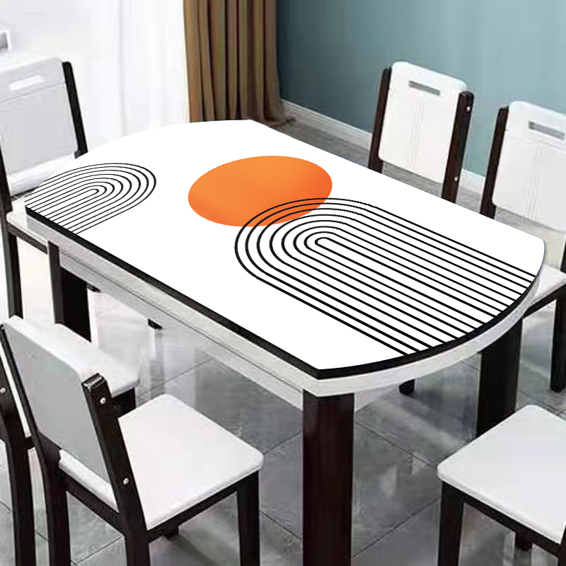 餐桌桌布防水防油皮革厚桌垫x圆形折叠桌不透明台布椭圆形免洗盖