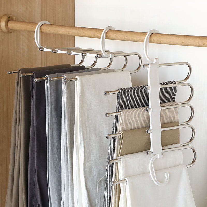 折叠裤架c 多层裤子收纳衣架魔术裤夹多功能不锈钢简约裤子挂架