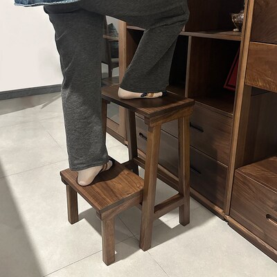 北美黑胡桃木家用梯凳折叠梯人字梯台阶加厚两用室内登高小楼梯子