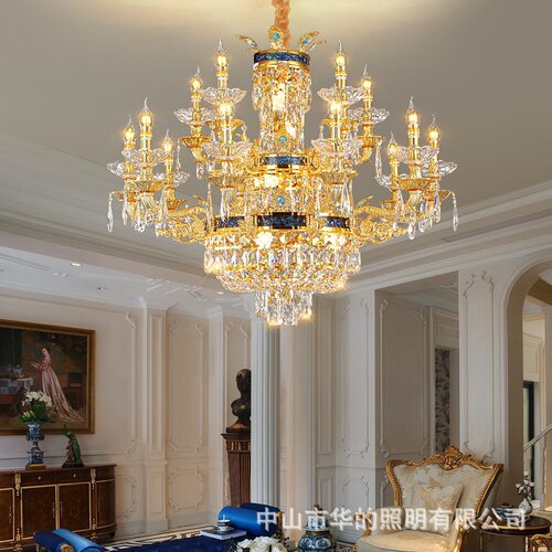欧式轻奢客厅水晶吊灯锌合金高端奢华法式宫廷别墅酒店大堂餐厅灯