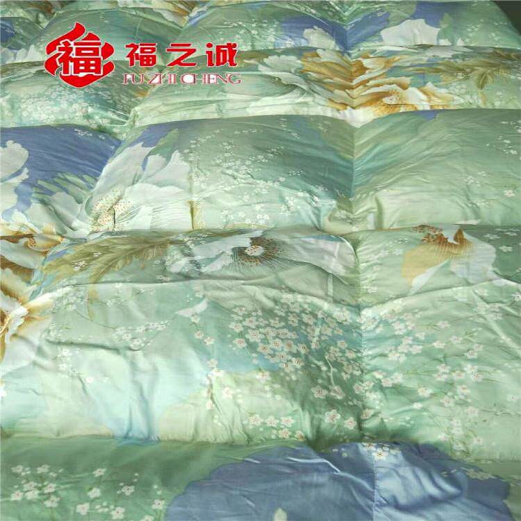 活性印花80支仿丝棉贡缎防羽防绒布羽绒被被芯自封口被壳被套
