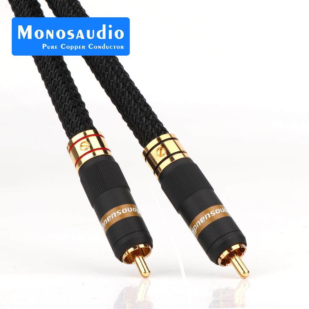 MonosaudioA202R纯铜镀金双莲花头音频线发2RCA信号线功放二对二