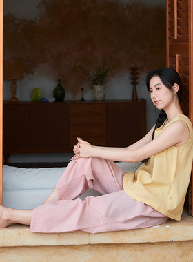 【爆款2件套】照本堂布衣棉麻套装女30支舒适居家休闲睡衣W12619