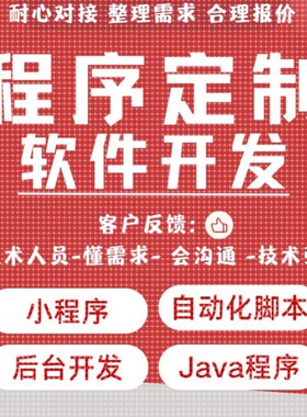 软件开发定制小程序JAVA系统项目前端网站制作爬虫自动化脚本代做