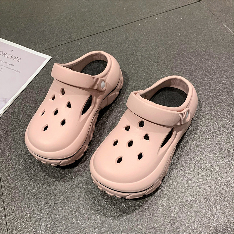 包头拖女款夏季新款外穿防滑厚底增高洞洞鞋休闲软底防臭沙滩凉鞋
