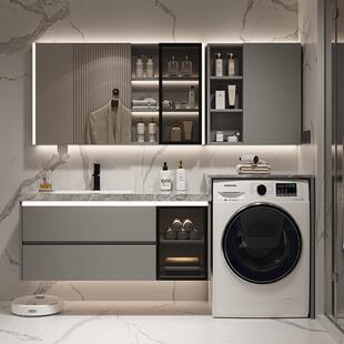 浴室柜洗衣机一体柜组合无缝陶瓷一体盆台面卫生间阳台洗漱台柜子