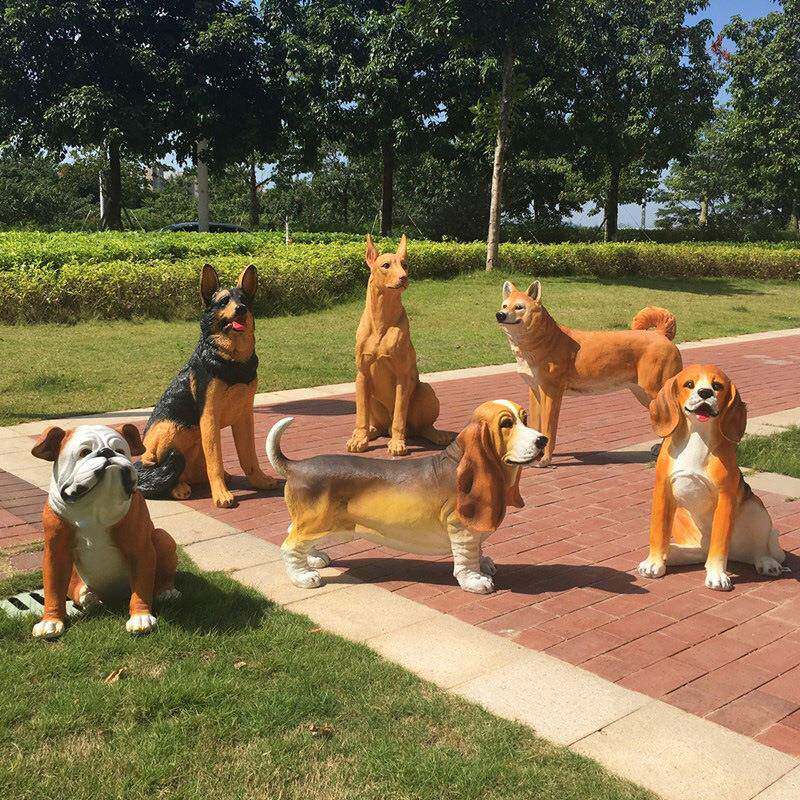 摆件仿真狗德牧狗金毛柯基大号狼狗模型招财庭院客厅树脂动物雕塑