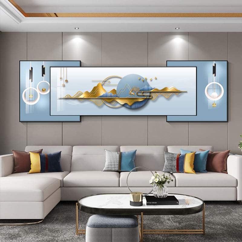 2022年新款沙发背景墙挂画立体镶钻客厅装饰画创意叠加组合壁画图片