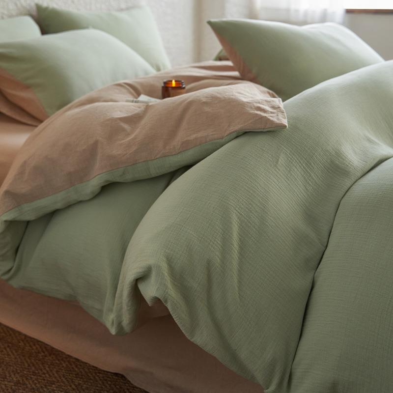 春季A类纯棉水洗棉床上四件套100全棉被套床品床单人三件套床笠款