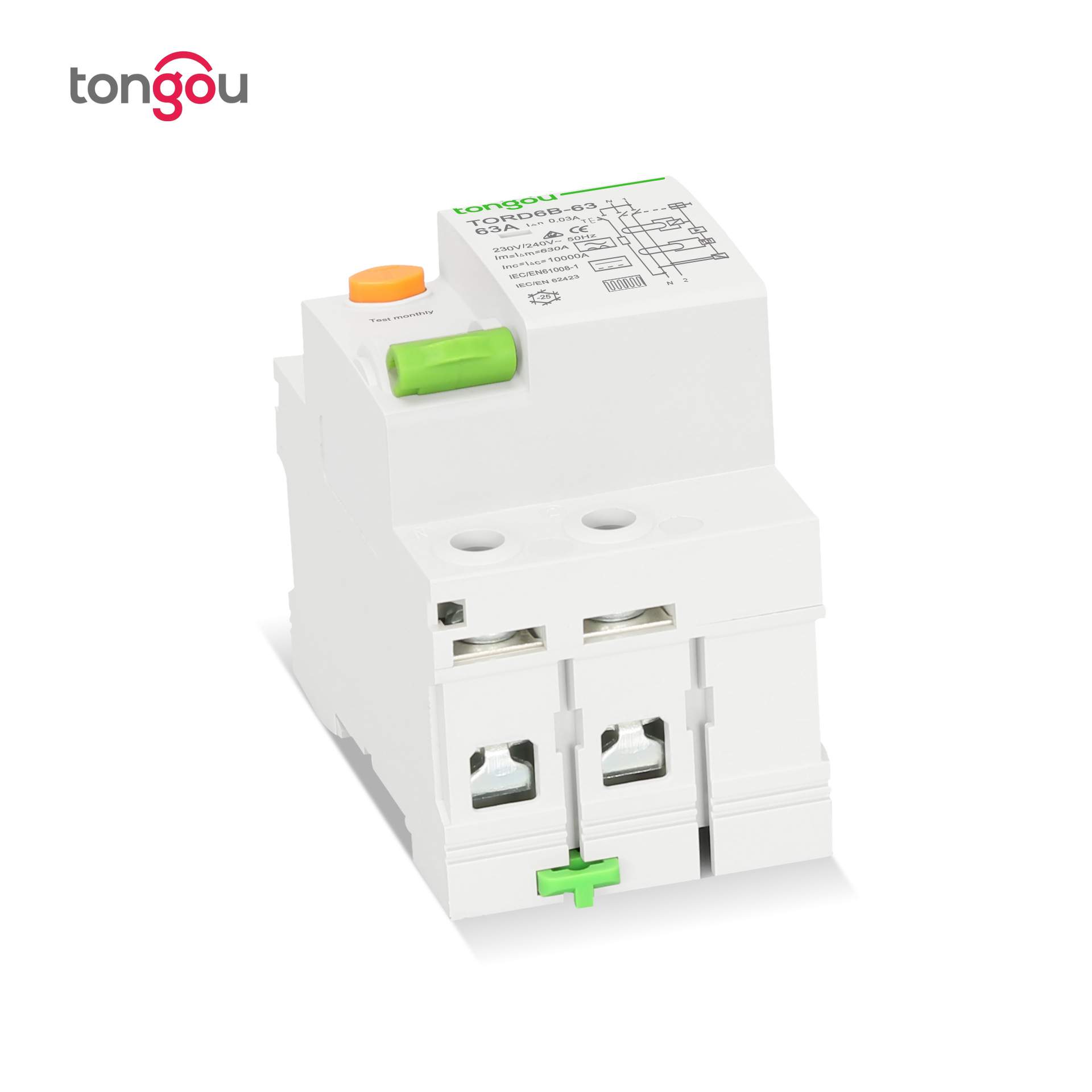 B型漏电保护器漏电断路器2P63A漏电保护开关10KA光伏RCCB RCD