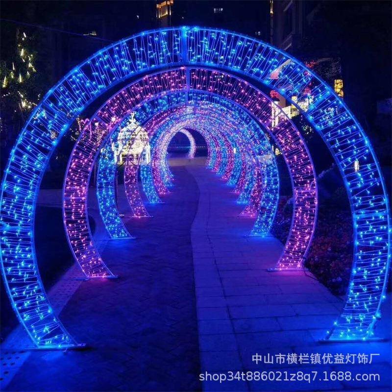 拱型长廊LED户外防水拱门时光隧道灯光节工程亮化造型装饰景观灯